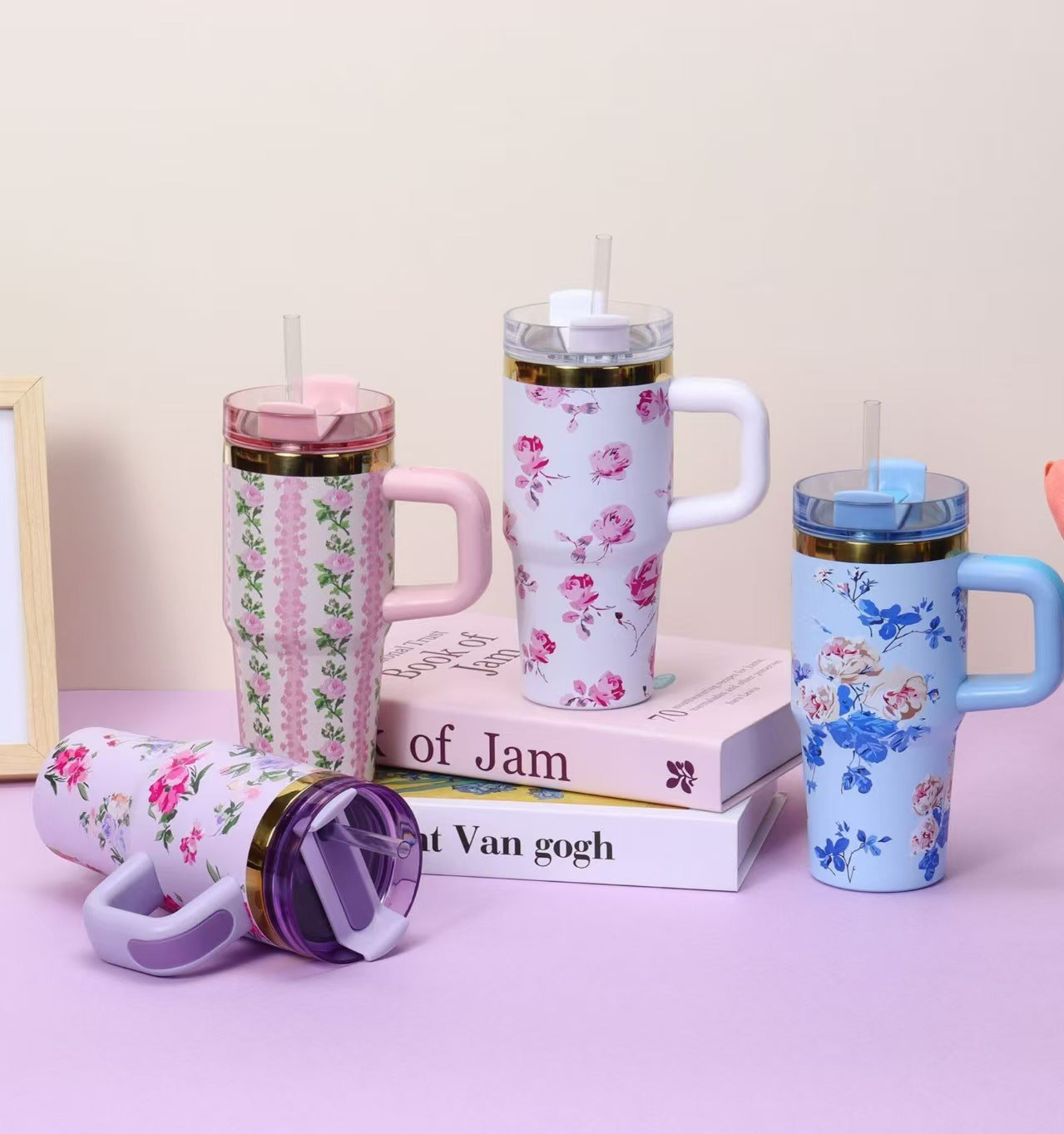 14oz 40oz Love Shack Fancy Collab 🌸 🎀 Mirror Gold Underneath Blank Quencher Tumblers with Flower Designs 20Pack
