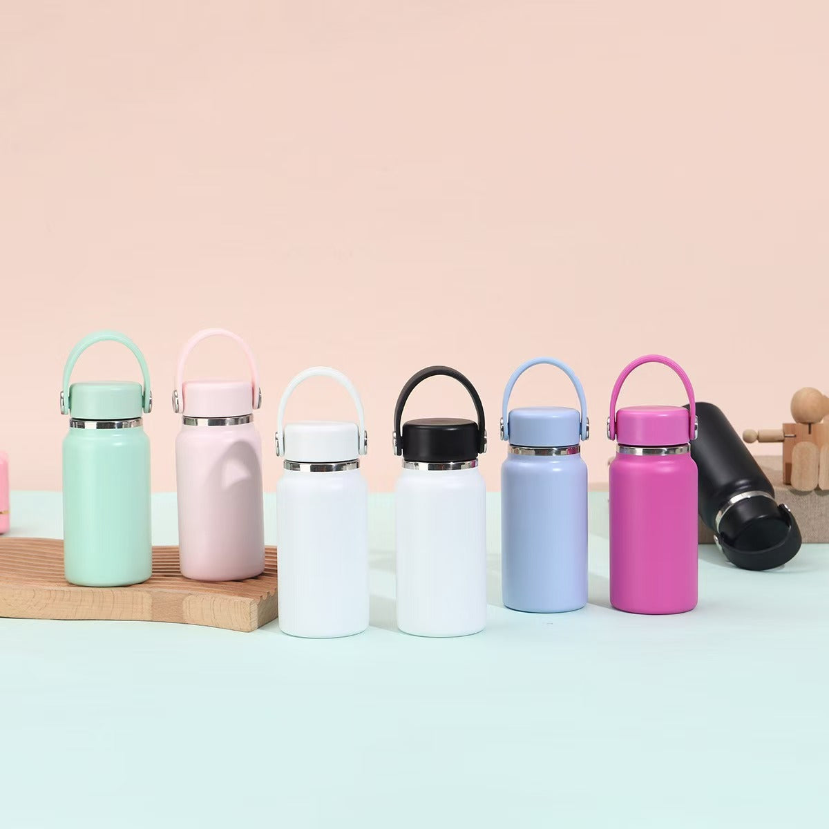 6.7oz (200ML) Cute Mini New Style Powder Coated Coffee Water Bottles for Laser Enrgaved
