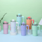 20oz Kids Macaron&White Color Blank Sublimation Tumblers with Removable Plastic Handle 25Pack USA Warehouse