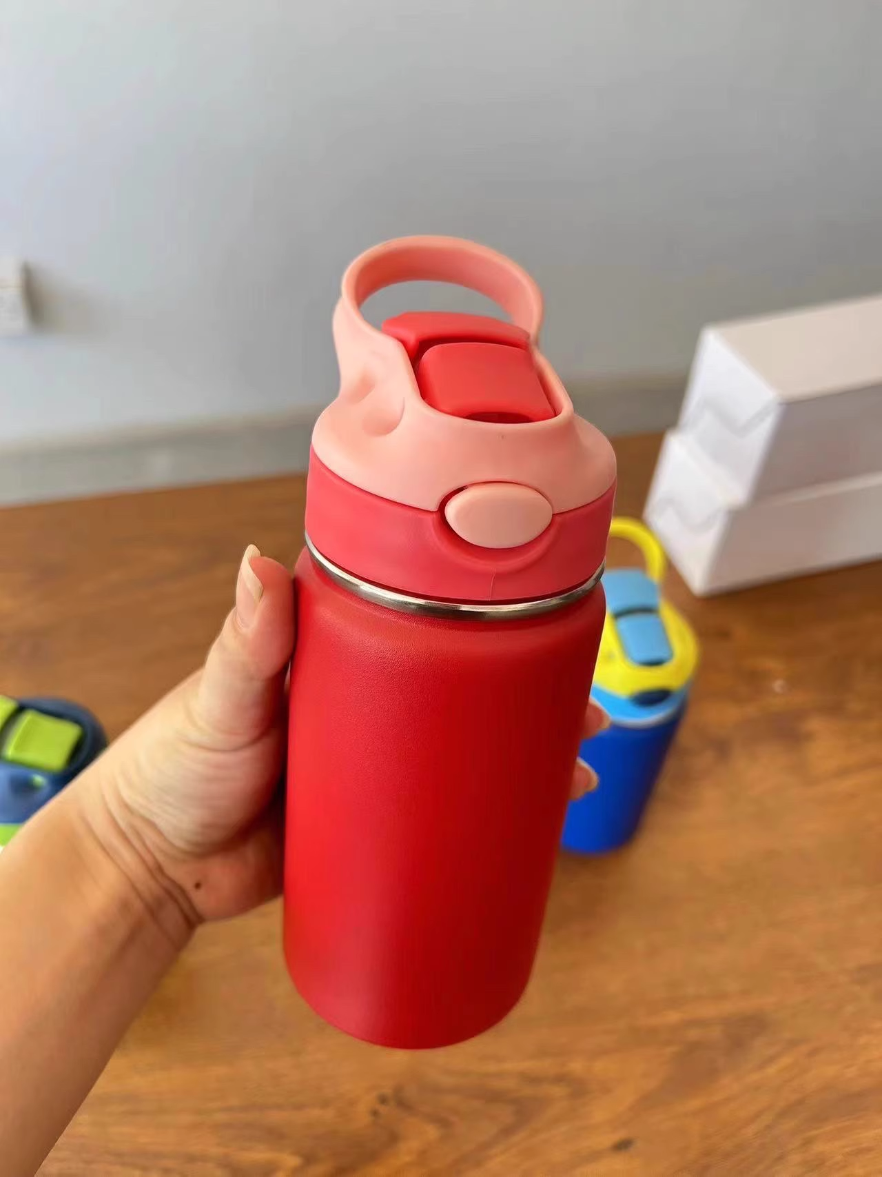 Kids 12oz Powder Coated Tumblers with Colorful Bounce Lids Double Vacumn Water Bottles for Laser Engraving 25Pack China