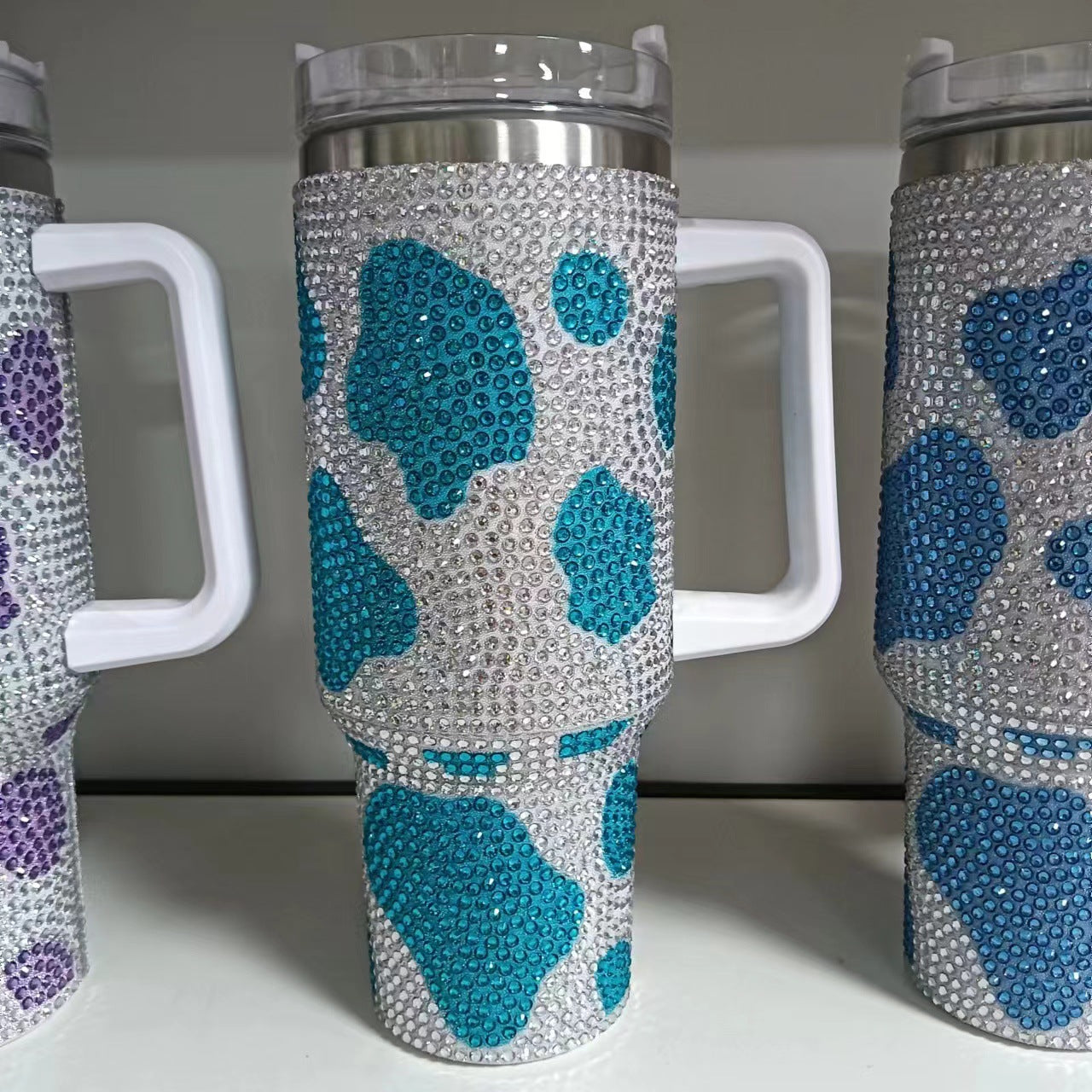 40oz Cow Rhinestone Bling Tumblers Cute Travel Mugs with Handle 20Pack China Warehouse