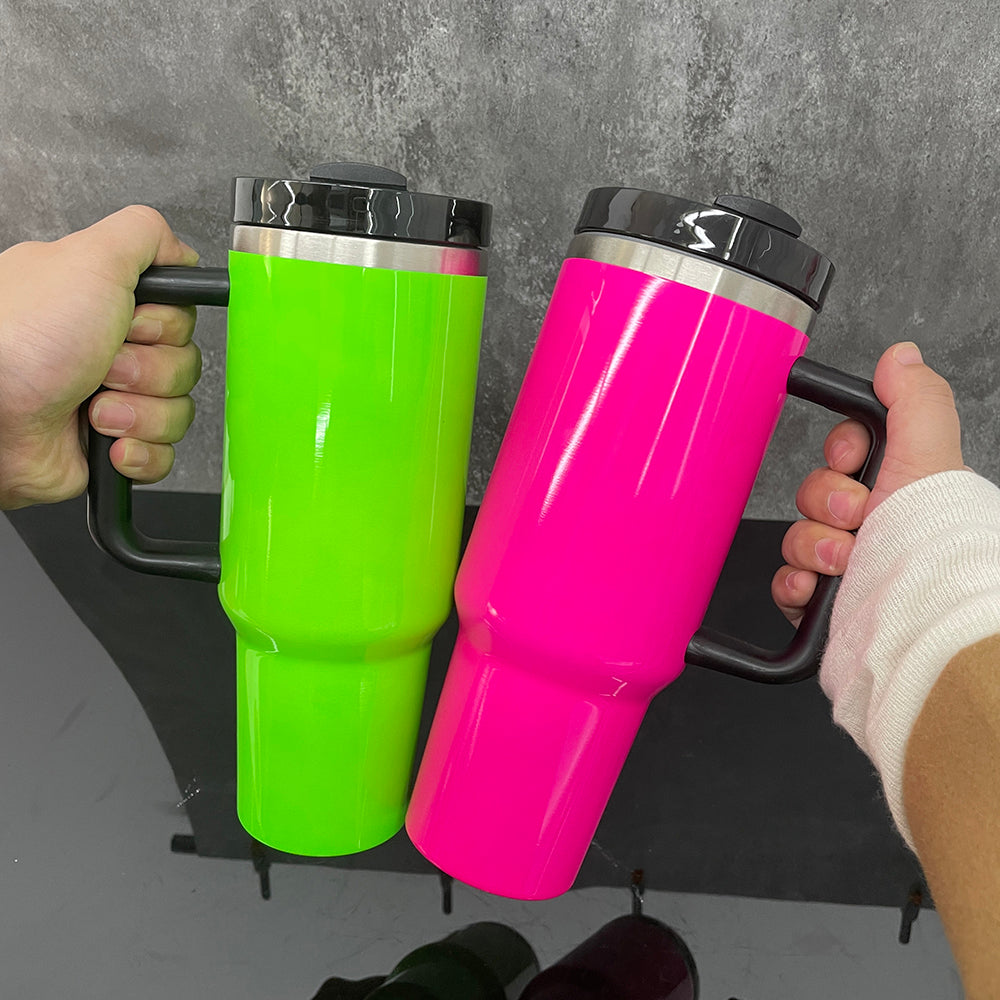 20 Pack China Warehouse 40oz Neon Colors Blank Sublimation Silver Underneath Quencher Tumblers for Heat Press Machine DIY