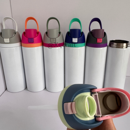 24oz White Glossy Subliamtion Owala Style Water Bottles with Leak Proof Lids 24Pack China Warehouse