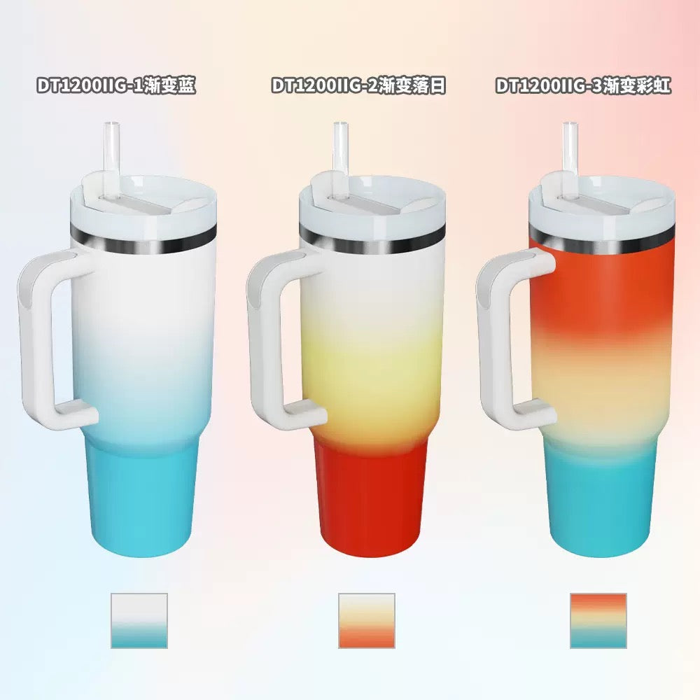 H2.0 40oz Ombre Color Powder Coated Stainless Steel Tumblers for Laser Engraving 20Pack China Warehouse