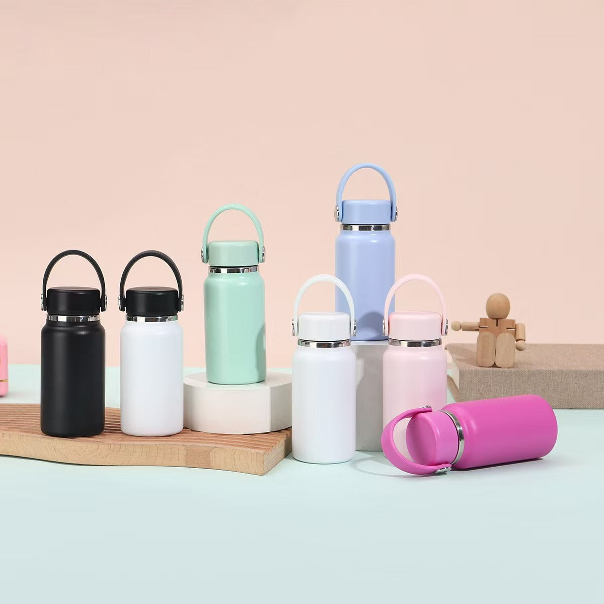 6.7oz (200ML) Cute Mini New Style Powder Coated Coffee Water Bottles for Laser Enrgaved