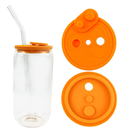 16oz Plastic Lids Bling Rhinestone Lids and Silicone Lids Glass Can 50Pack 100Pack Ship By Air