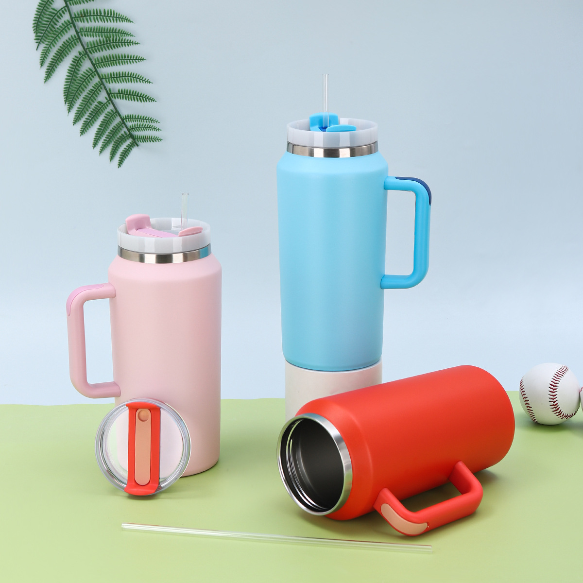 Outdoor 64oz Powder Coated Tumblers With Handle for Laser Engraved 12Pack China Warehouse
