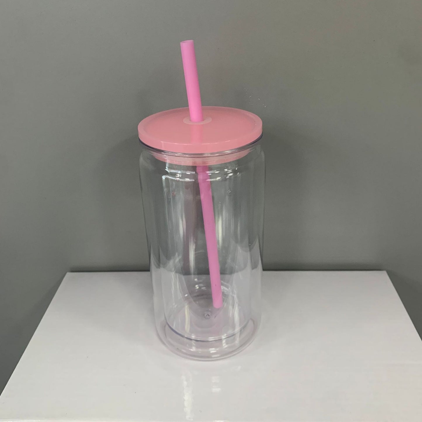 Inner 12oz Outer 16oz Snow Globe Acrylic Plastic Can Double Wall Cups WIth Plug and Pre-Drilled Hole 25Pack USA Warehouse