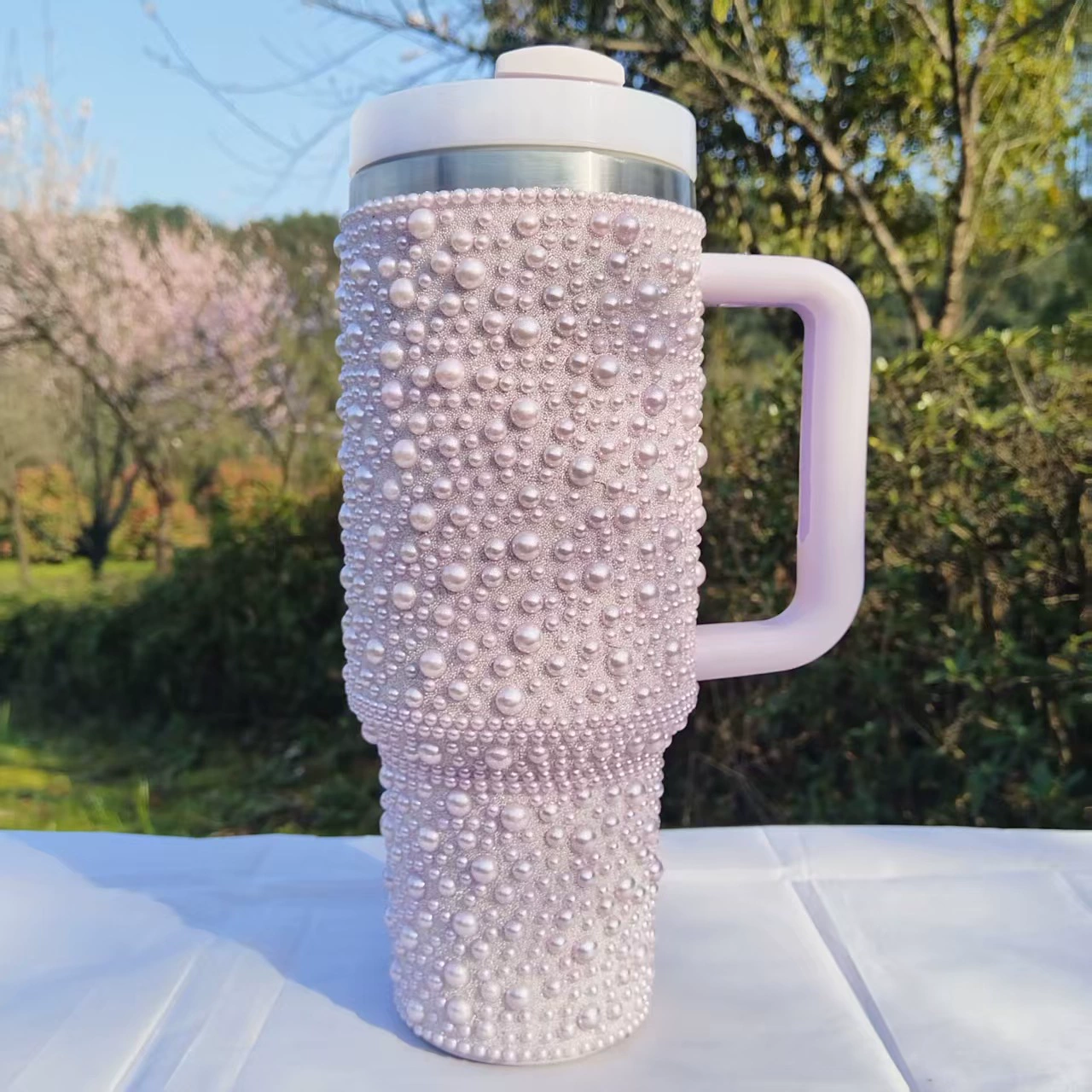 H2.0 40oz Bling Peral Tumblers Luxury Outdoor Travel Mugs for Women 20Pack China Warehouse