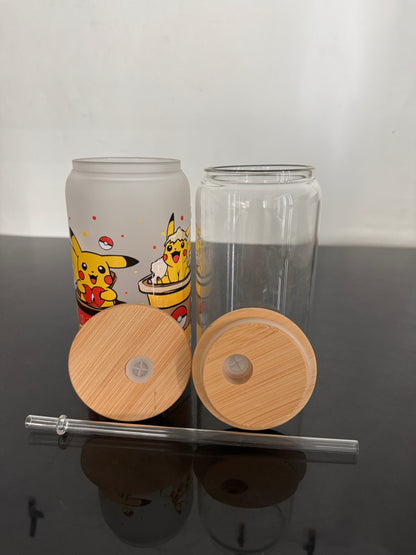 16oz Clear Frosted Blank Sublimation Glass Can with Bamboo Lids for UV DTF Wraps 25 Pack 50Pack USA Warehouse