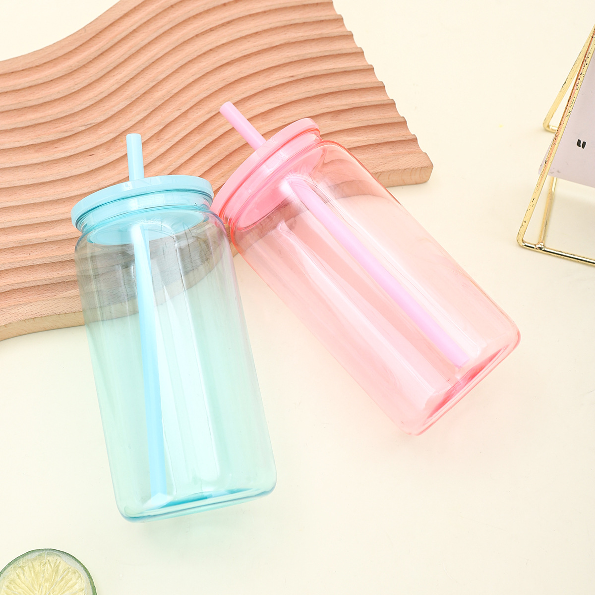 BPA Free Children 16oz Jelly Color Plastic Can for UV DTF Wraps 50 Pack China Warehouse