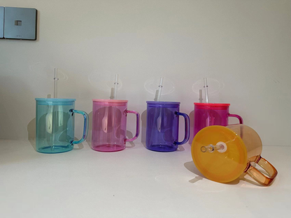 17oz Jelly Color Sublimation Glass Mugs for UV DTF Wraps and Sublimation 25Pack USA Warehouse
