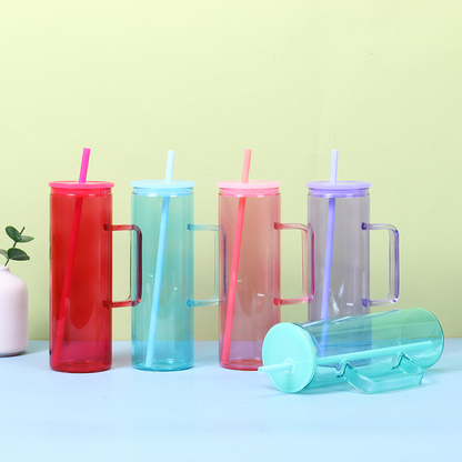 20oz Jelly Color Sublimation Glass Mugs with Handle for UV DTF Wraps 25Pack USA Warehouse