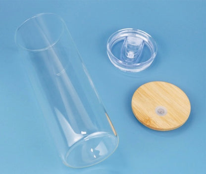 25oz Blank Sublimation Clear Frosted Skinny Glass Can With Bamboo Plastic Lids 25Pack China Warehouse