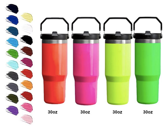 30oz Neon Color Blank Sublimation Flip Straw Water Bottles 20Pack USA Warehouse