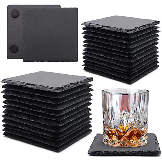 100Pack China Warehouse 10*10CM Black Square,Round,Heart Shape Slate Coasters for Laser Engraving