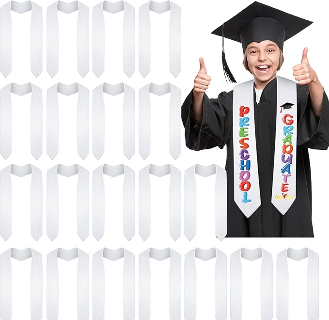 Sublimation Blank Graduation Stole Sash Plain Honor Class Graduation Sash White Stole for Unisex Adults Kids 50Pack China Warehouse