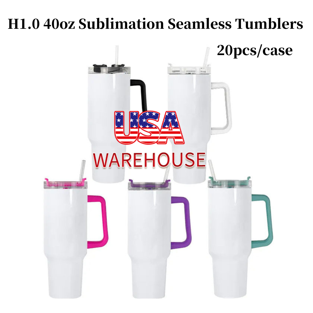 H1.0 40oz Blank Sublimation Seamless Tumblers for Heat Press 20Pack USA Warehouse
