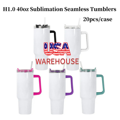 H1.0 40oz Blank Sublimation Seamless Tumblers for Heat Press 20Pack USA Warehouse