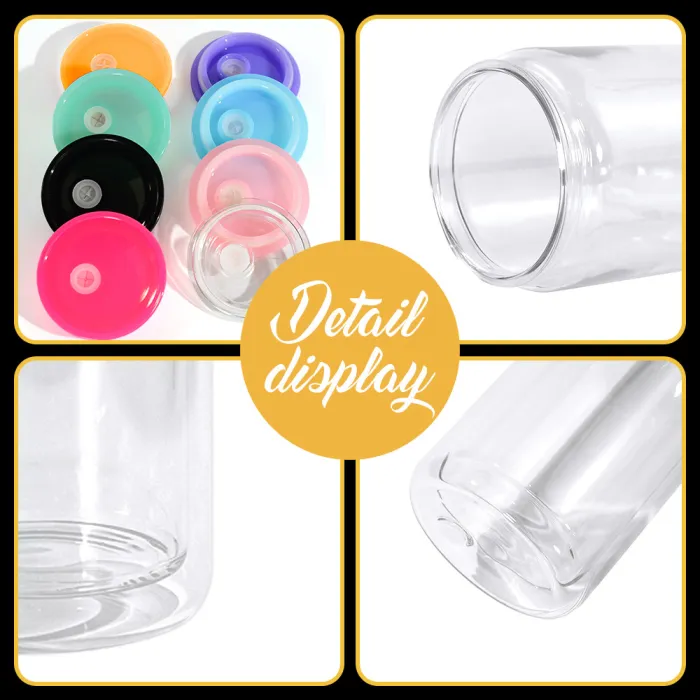 16oz Snow Globe Plastic Can with Colorful Plastic Lids Pre Drilled Hole 25 Pack USA Warehouse
