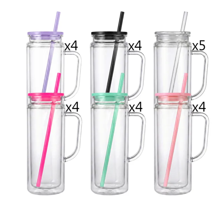 20oz Snow Globe Plastic Can with Handle Pre Drilled Hole and With Plug 25 Pack USA Warehouse