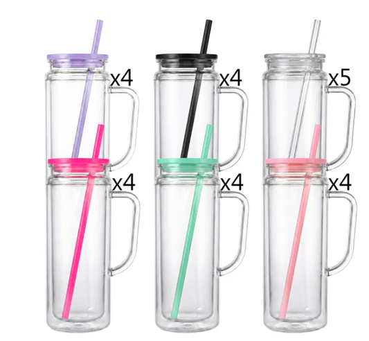 20oz Snow Globe Plastic Can with Handle Pre Drilled Hole and With Plug 25 Pack USA Warehouse