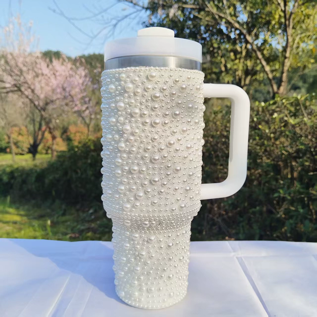 H2.0 40oz Bling Peral Tumblers Luxury Outdoor Travel Mugs for Women 20Pack China Warehouse
