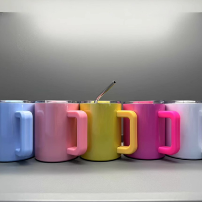 10oz Blank Sublimation  Lowball Mugs With Removable Plastic Handle and Magnetic Lids 25 Pack USA Warehouse