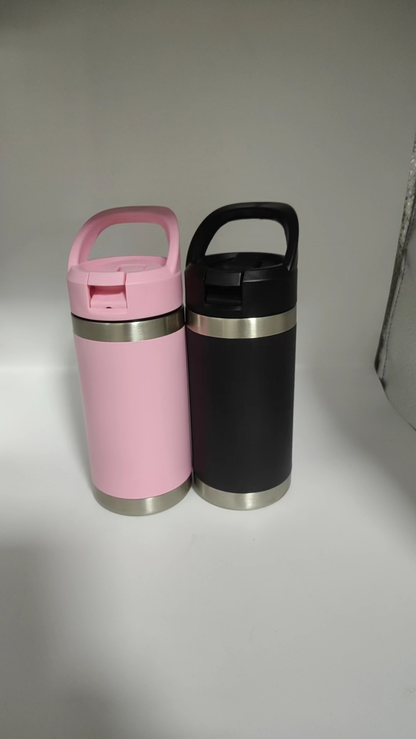 12oz 18oz Kids Outdoor Power Coated Flip Straw Tumblers with Handle for Laser Engraved 25 Pack China Warehouse