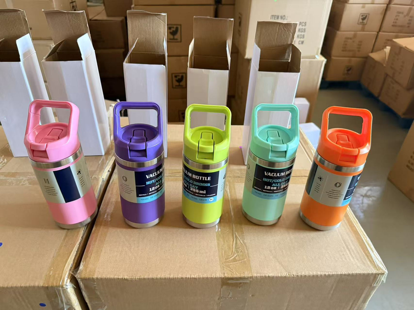 12oz Kids Yeti Style Water Bottles with Flip Straw Lids for Laser Engraving 25Pack China Warehouse