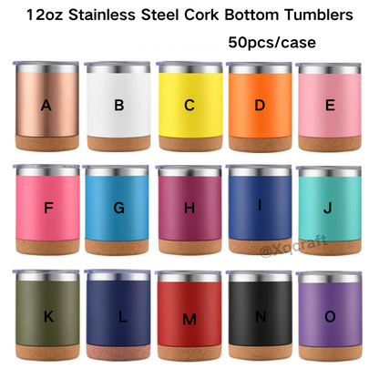 12oz Stainless Steel Cork Bottom Coffee Tumblers for Laser Engraving 50 Pack China Warehouse