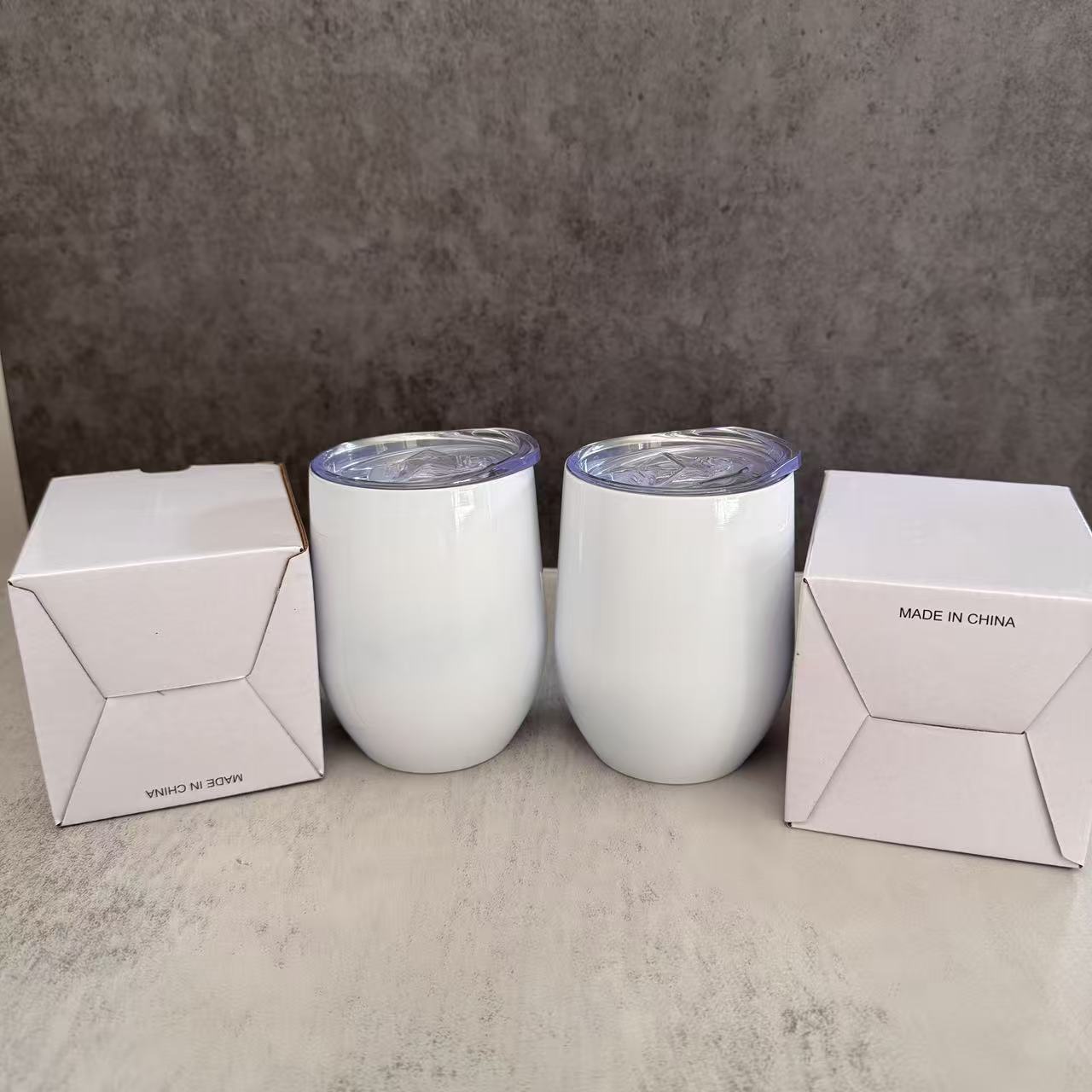 12oz White BLank Subliamtion Wine Tumblers with Sliding Lids 50 Pack China Warehouse