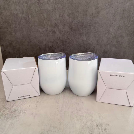 12oz White BLank Subliamtion Wine Tumblers with Sliding Lids 50 Pack China Warehouse