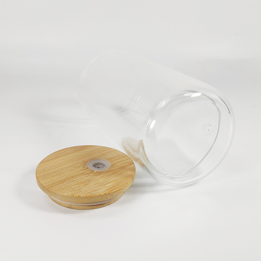 12oz Snow Globe Sublimation Glass Can with Wooden Lids Pre Drilled Hole with Plug 25Pack USA Warehouse