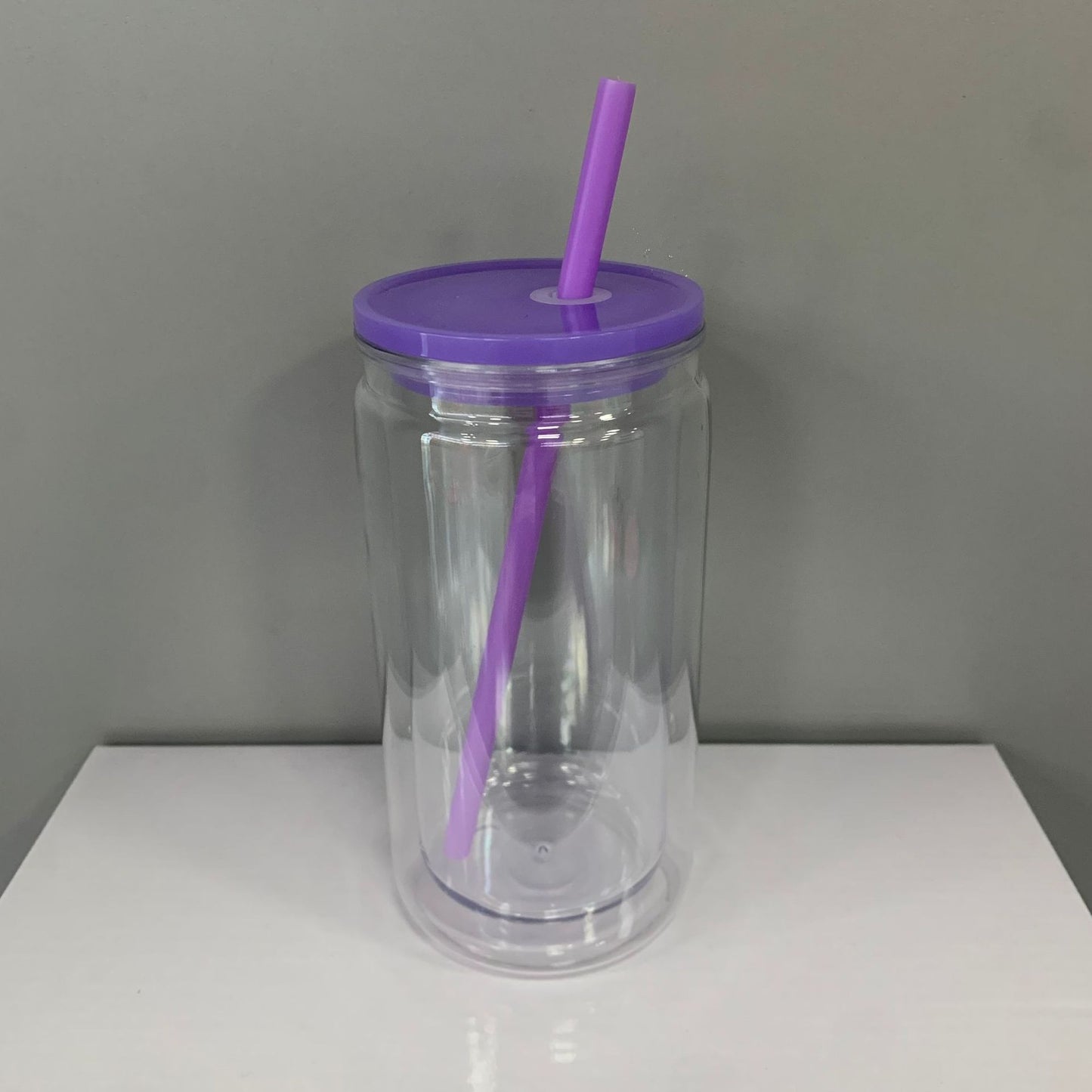 Inner 12oz Outer 16oz Snow Globe Acrylic Plastic Can Double Wall Cups WIth Plug and Pre-Drilled Hole 25Pack USA Warehouse
