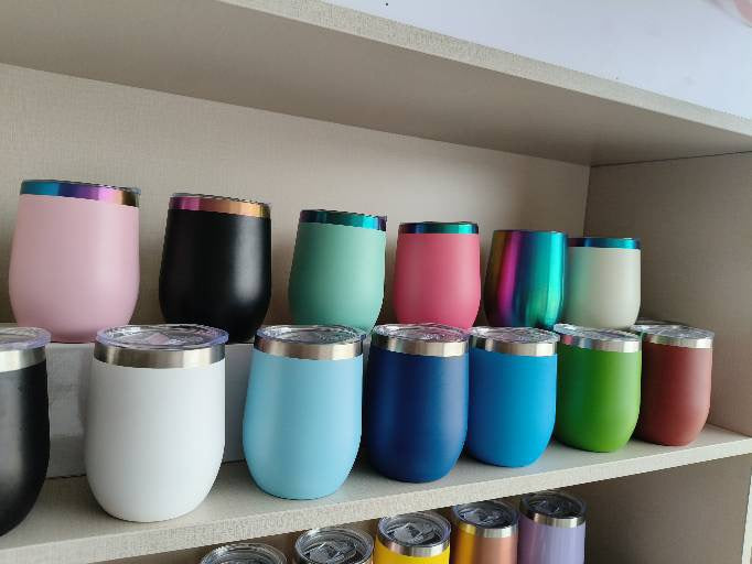 12oz Rainbow Plated Wine Tumbles Double Wall Insulated Cups for Laser Engraving 50Pack China Warehouse