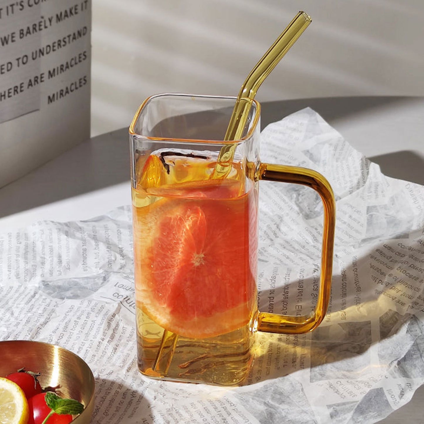 300-400ML Square Glass Mugs With Handle And Bamboo Lids For UV DTF Wraps 50Pack China Warehouse