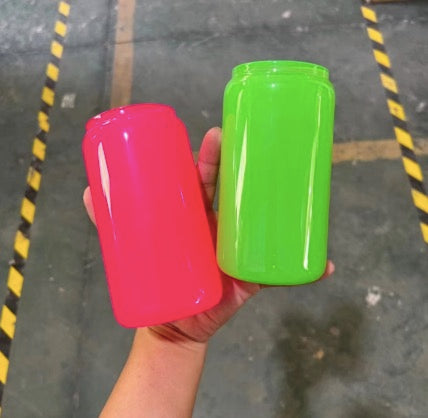 16oz Neon Glass Can For Sublimation And UV DTF Wraps 25 Pack 50 Pack China Warehouse