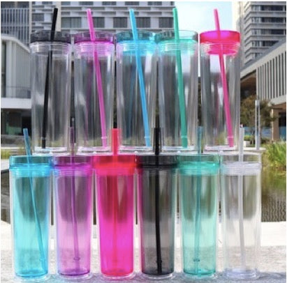 16oz Pre Drilled Hole Snow Globe Skinny Plastic Cups for UV DTF Wraps 25Pack 50Pack China Warehouse