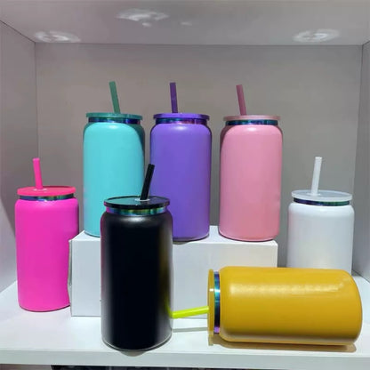 16oz Rainbow Plated Stainless Steel Can for Laser Engraving 25Pack USA Warehouse