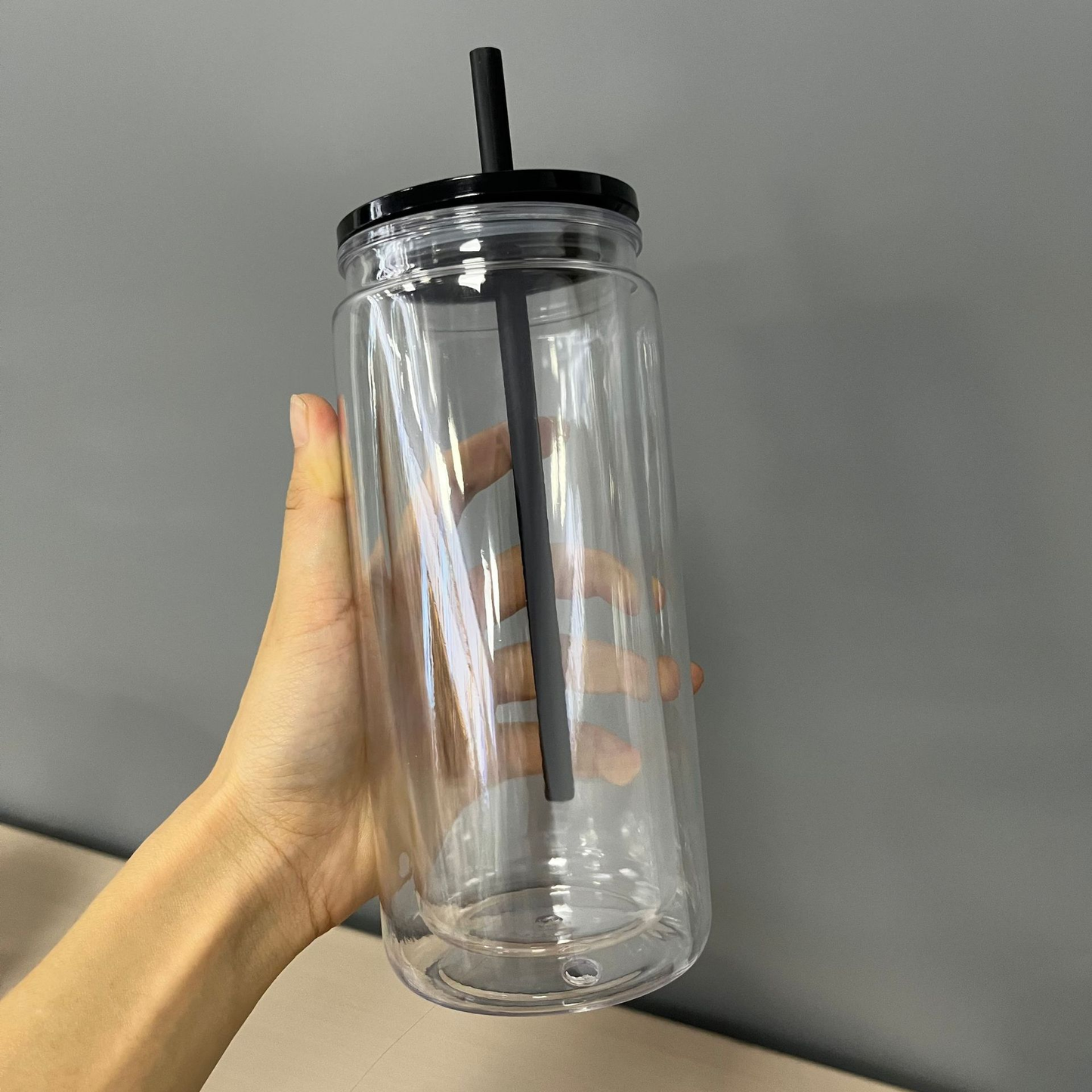 Inner 16oz Outer 20oz Snow Glole Clear Plastic Can Pre Drilled Hole and with Plug 25 Pack USA Warehouse