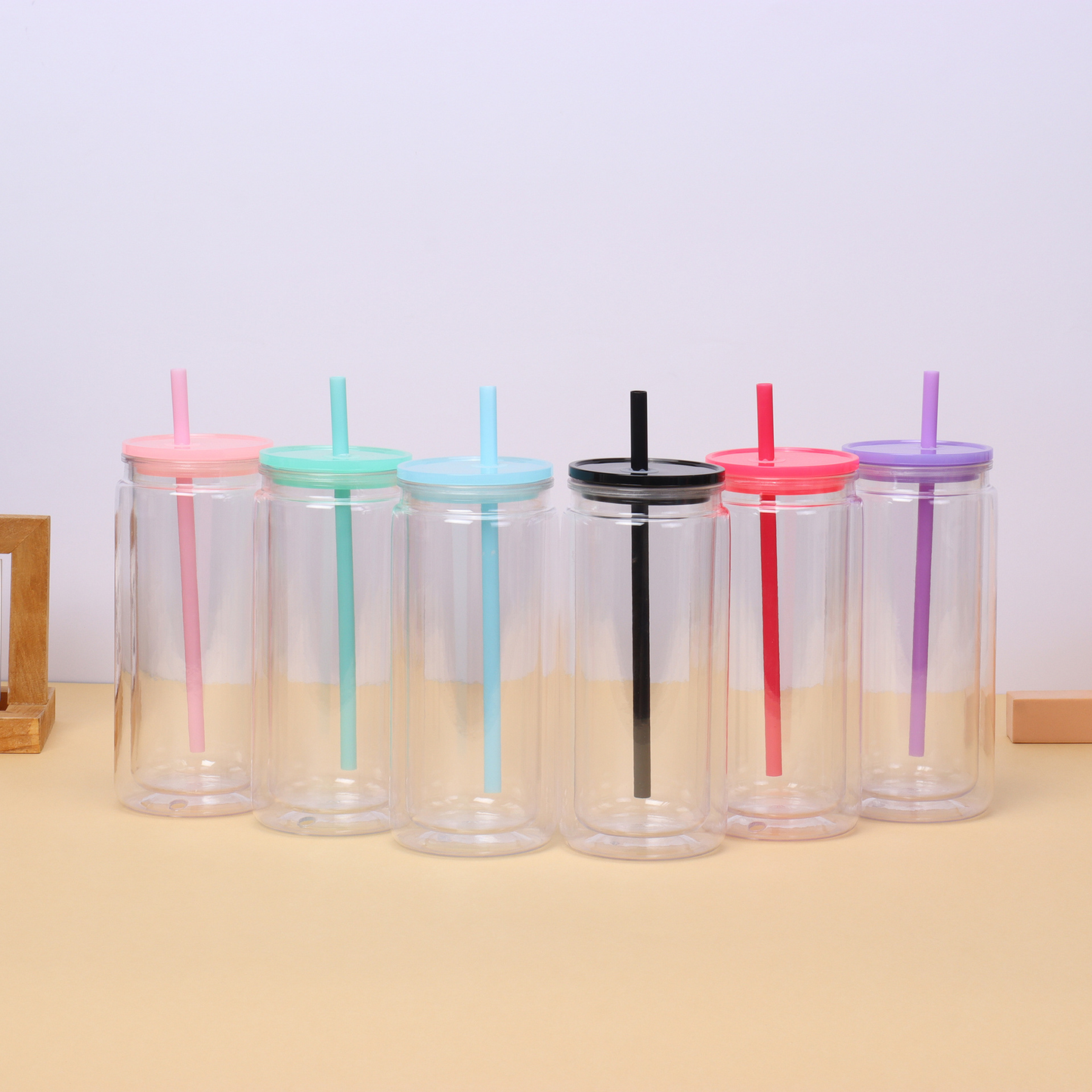 Inner 16oz Outer 20oz Snow Glole Clear Plastic Can Pre Drilled Hole and with Plug 25 Pack USA Warehouse