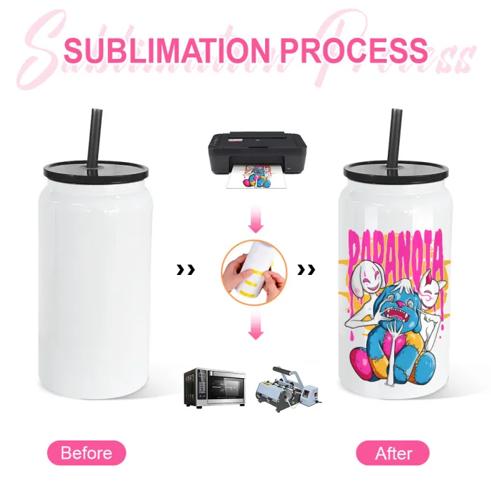 16oz White Stainless Steel Sublimation Cup Libby Shape Soda Beer Can for UV DTF Wraps 25 Pack USA Warehouse