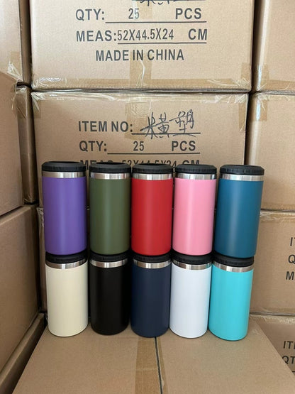 16oz Colorful Powder Coated Cooler Can with Two Lids for Laser Engraving 50Pack China Warehouse