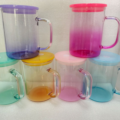 17oz Ombre Jelly Color Glass Mugs for Sublimation and UV DTF Wraps 25 Pack USA Warehouse