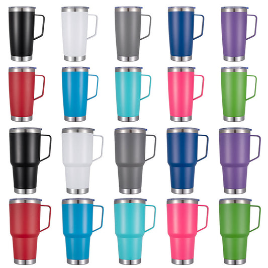 20oz 30oz Power Coated Stainless Steel Mugs with Handle for Laser Engraving 25 Pack China Warehouse