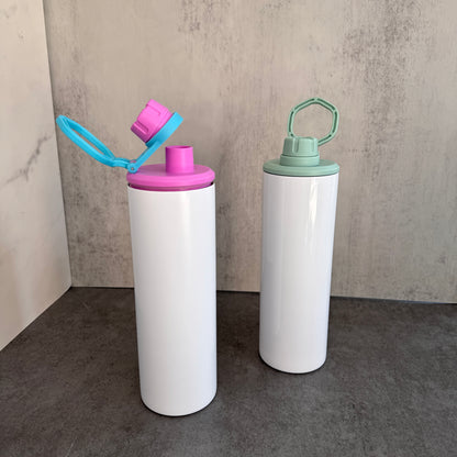 20oz Blank Sublimation Skinny Water Bottles With Colorful Handle Lids 14 Colors Mix 25 Pack China Warehouse