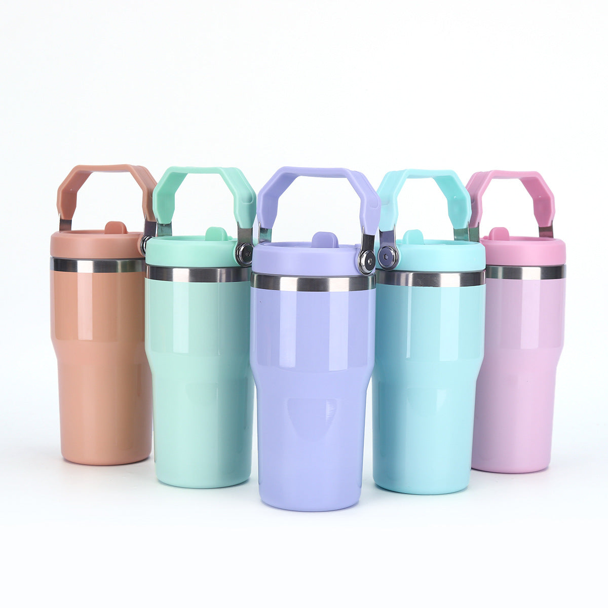 20oz Glossy Macaron Color Blank Sublimation Flip Straw Tumblers 25 Pack USA Warehouse
