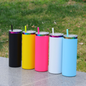 20oz Rainbow Plated Straight Tumblers With Colored PP Straw for Laser Engraving 25 Pack USA Warehouse