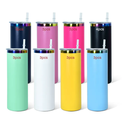 20oz 🌈Rainbow Underneath Skinny&Car Tumblers for Laser Engraving 8 Colors Mix 25 Pack USA Warehouse